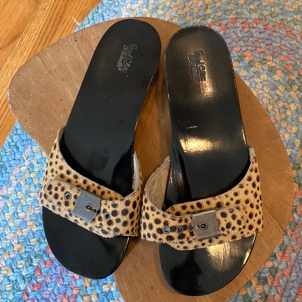 Original Dr. Scholls Sandals Cheetah Print Faux Fur